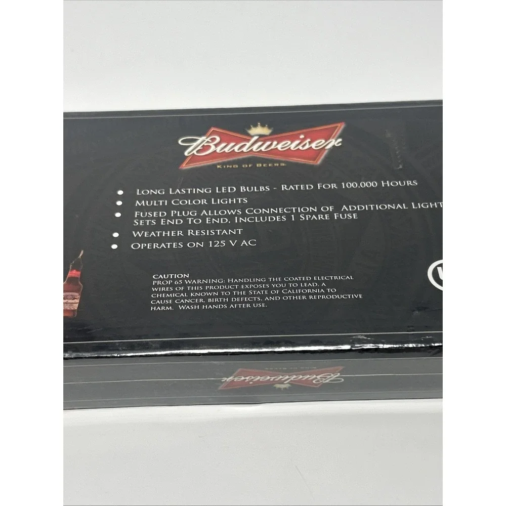 NEW Budweiser Beer Bottle Light Set Indoor/Outdoor 10 Feet 2008 Rivers Edge